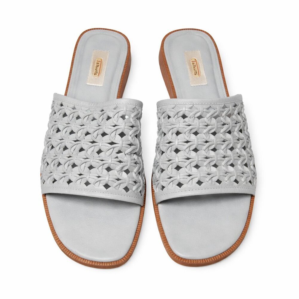 TALBOTS Blue Leather Slides Mules Shoes Size 6B